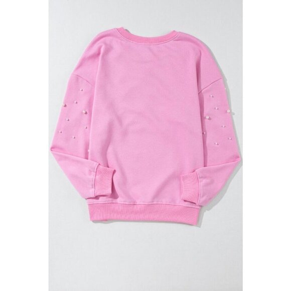 NWT AMELIA BUBBLEGUM PINK PEARL CREWNECK SWEATER - Picture 12 of 16